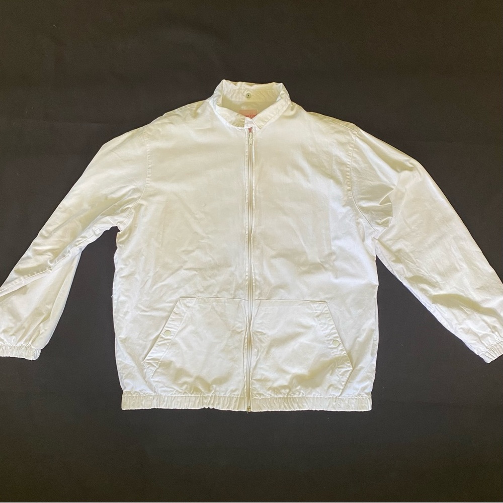 Vintage White Cotton Track Jacket Sports Zip Up Lightweight Jacket